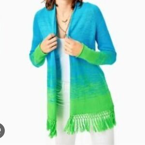 Lilly Pulitzer Cardigan Women's Large Tatum Ombre Gecko Green Marled NWT
